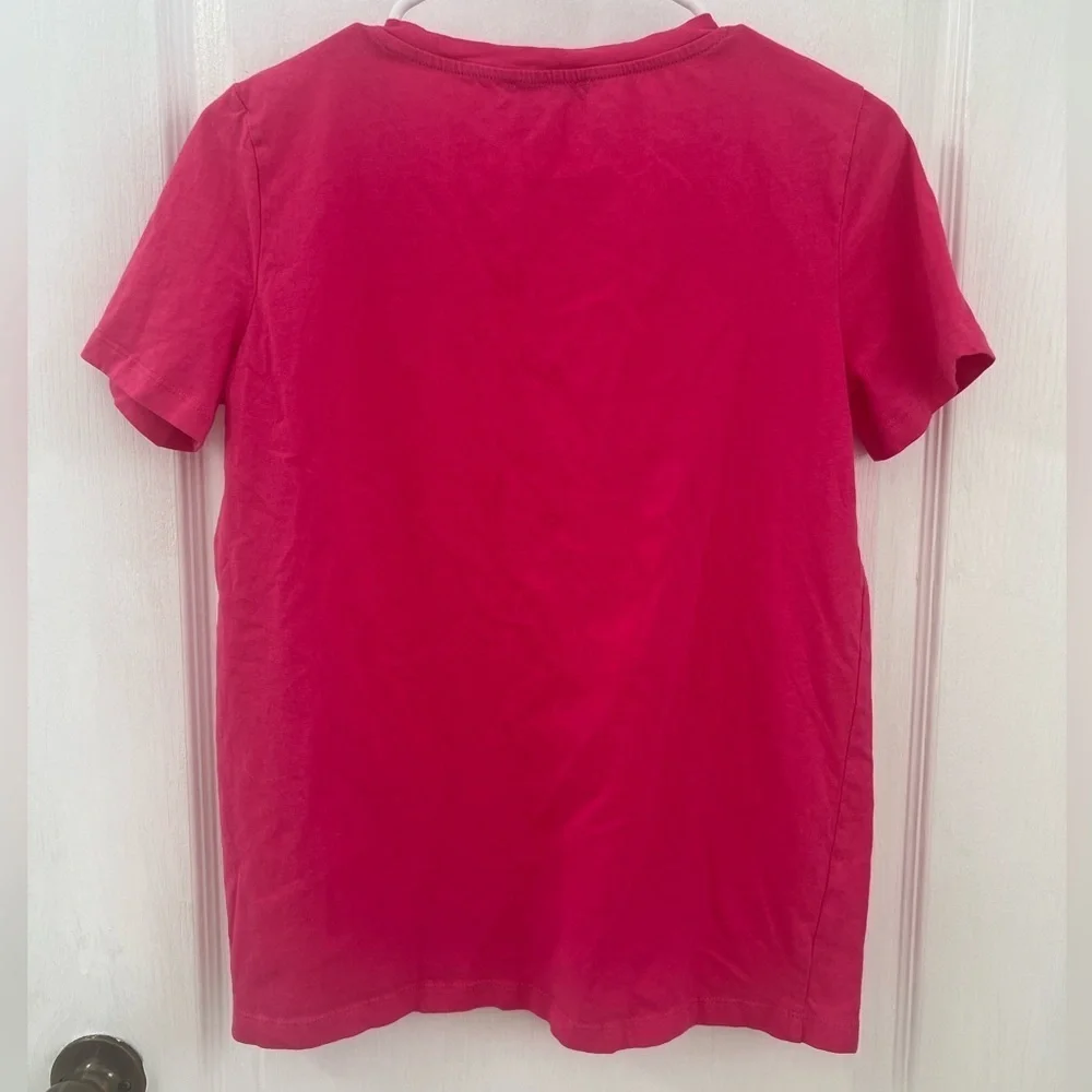 Zara Hot Pink Basic Vneck Cotton T-shirt (Size M) - Picture 7 of 7